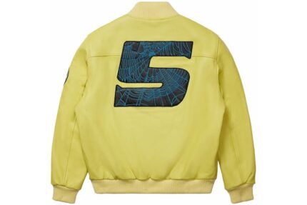 Sp5der Leather Logo Bomber Jacket