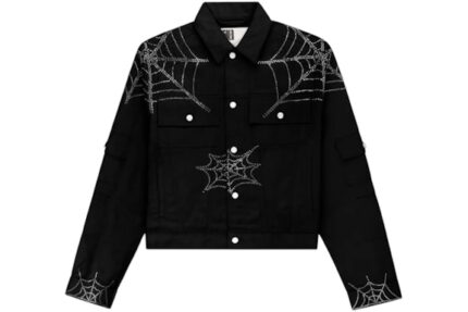 Sp5der Web Denim Cropped Trucker Jacket