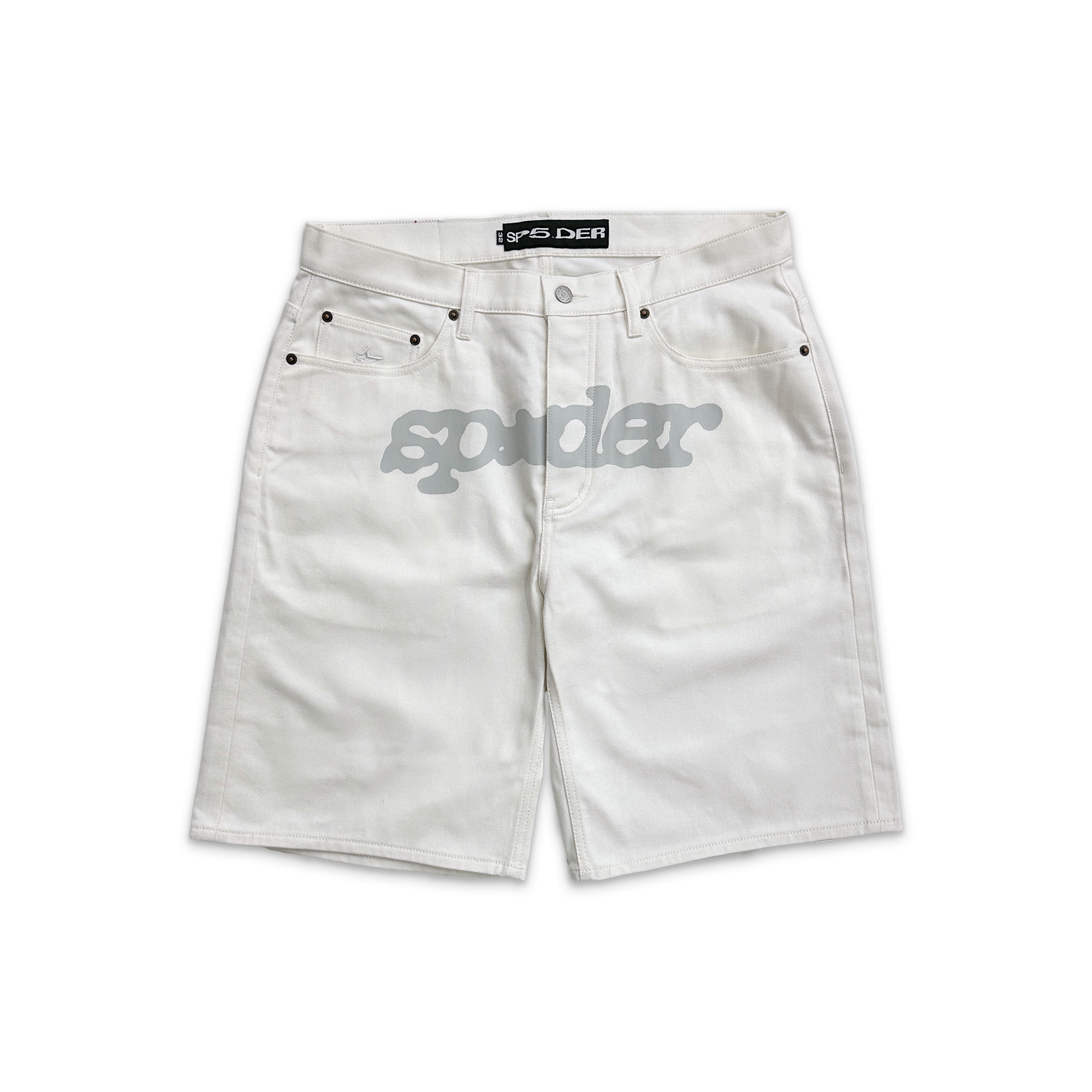 V3 Logo Denim Shorts White